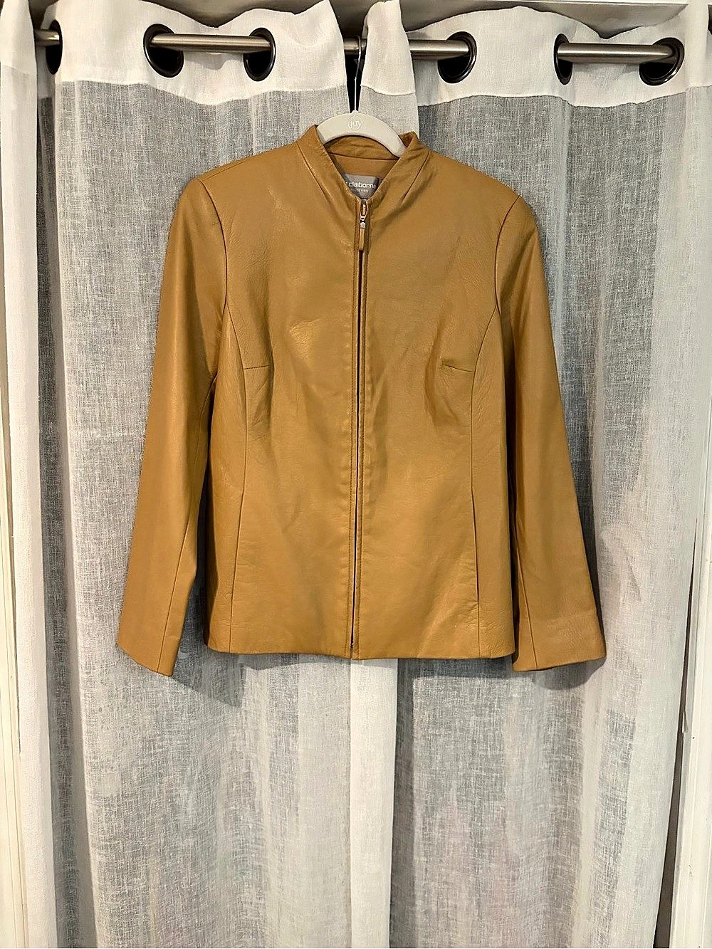 Liz Claiborne Collection Genuine Leather Jacket Women’s 8 Camel Tan Y2K